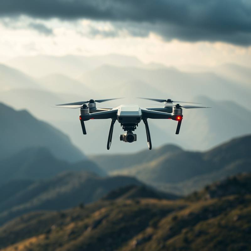 Un dron volando sobre un paisaje espectacular, capturando imágenes aéreas.