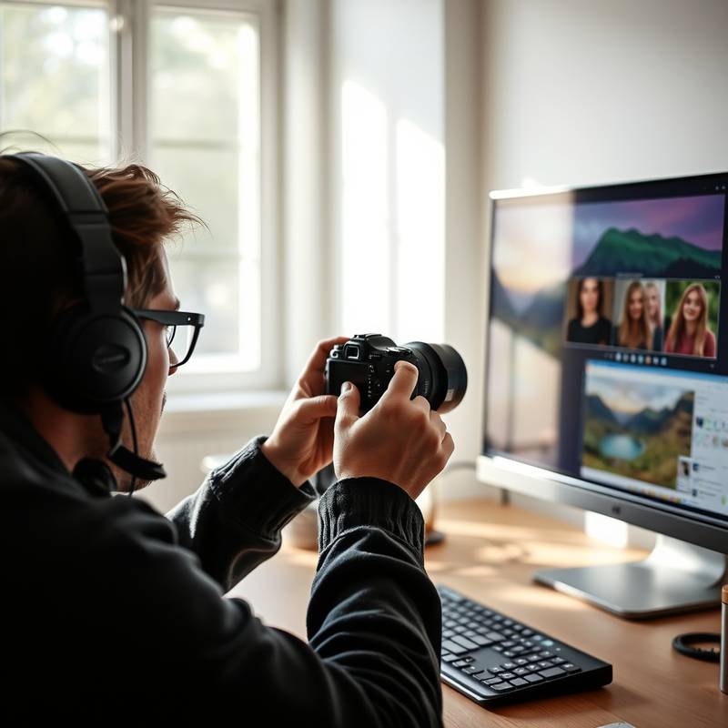 Un fotógrafo editando una imagen en una computadora con software de edición.